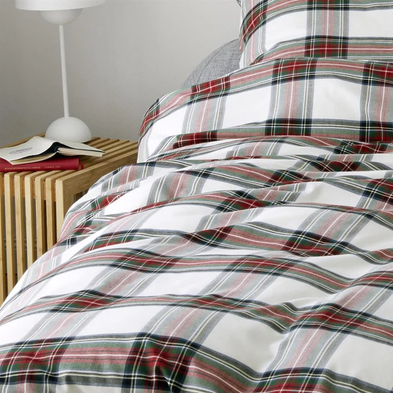 Bettwäsche Flanell Westminster Rot mit Karomuster 135 x 200 cm
