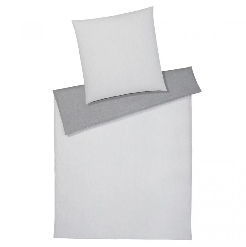 Bettwäsche Flanell Tender Grau mit Nadelstreifenmuster 135 x 200 cm