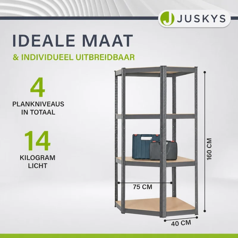 Eckregal Corner Easy 160 x 75 x 40-75 cm