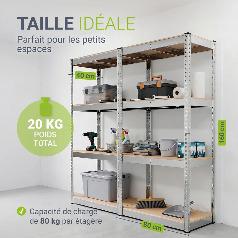 Lagerregal Easy 2er Set 160 x 80 x 40 cm