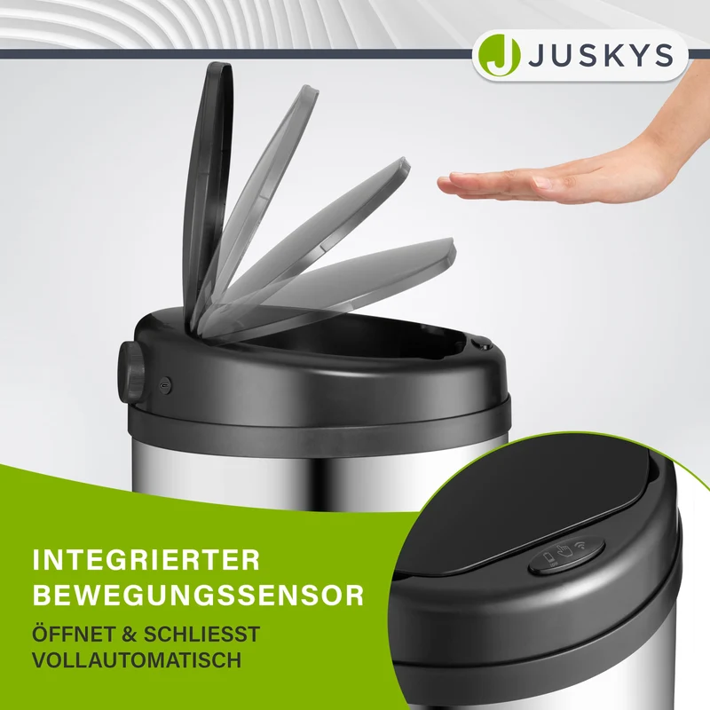 Runder Mülleimer mit Sensor