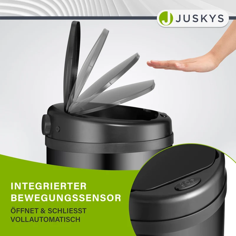 Runder Mülleimer mit Sensor