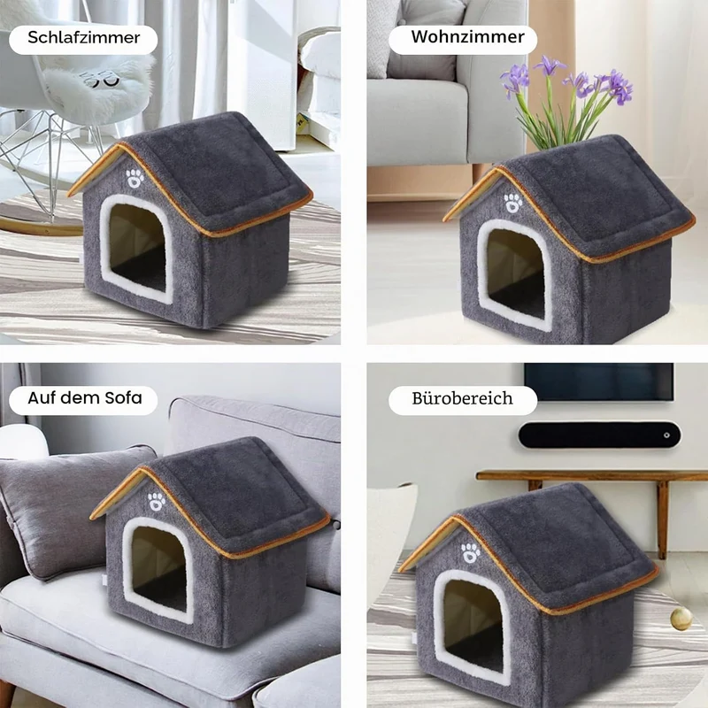 Galatée Hundehütte, Warmes Katzenhöhlenbett Für Den Innenbereich, Süsses, Faltbares Katzenhaus, Wasc
