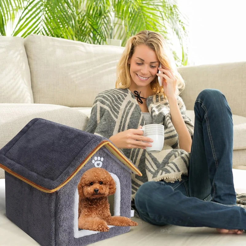 Galatée Hundehütte, Warmes Katzenhöhlenbett Für Den Innenbereich, Süsses, Faltbares Katzenhaus, Wasc