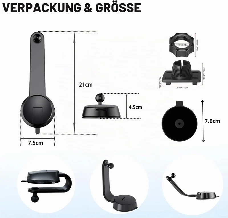Saugnapfhalterung für Carplay-Bildschirm, Verstellbarer Arm aus Aluminiumlegierung, Low Profile Arma