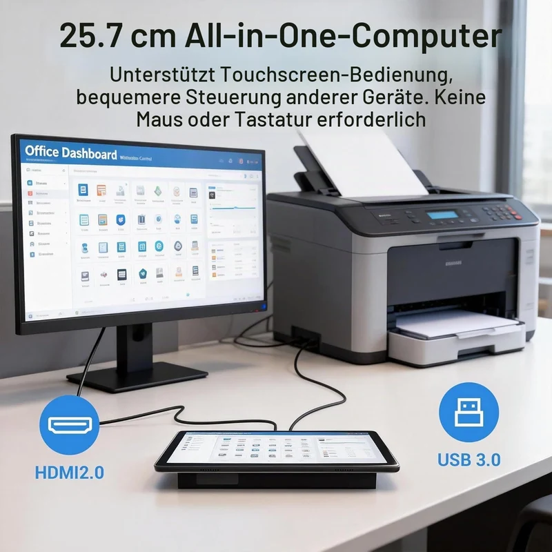 Lüfterloser All-in-One Touchscreen-Computer RK3399, Industrie-Panel-PC 10,1 Zoll Robust Android 12,