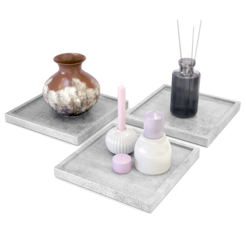 Vladon Dekoschale Maya, Made in Germany, moderne Dekorationsschale eckig, Beton Oxid-Optik, 3er-Set