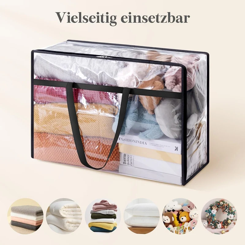 Lifewit 4 Stück Transparente Plastik Aufbewahrungstasche, 60L Kleiderschrank Organizer Aufbewahrungs