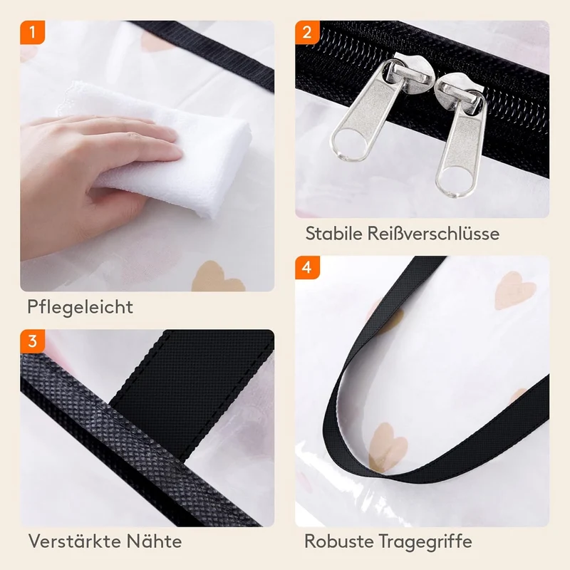 Lifewit 4 Stück Transparente Plastik Aufbewahrungstasche, 60L Kleiderschrank Organizer Aufbewahrungs