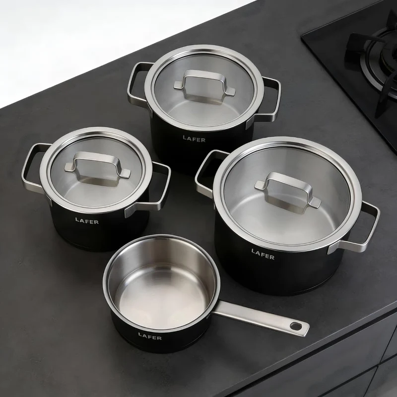 Johann Lafer Topfset 4-teilig Signature Edition – Edelstahl 18/10 Kochtopf Set mit Glasdeckel, energ