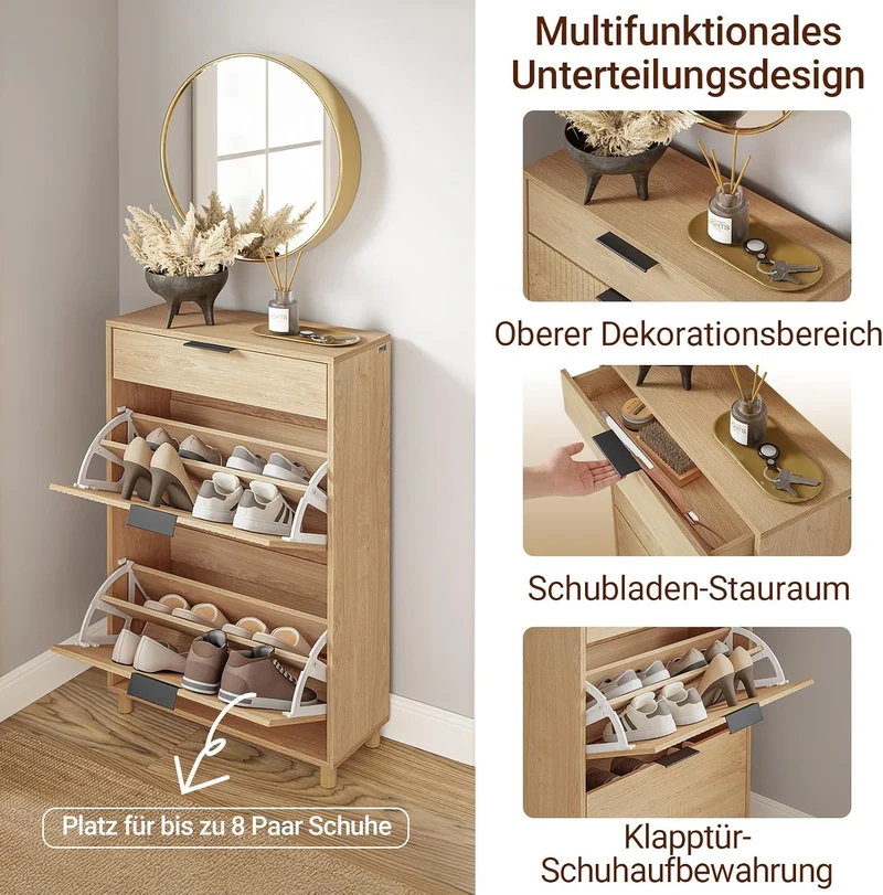 SoBuy schuhschrank schmal - schuhschrank Holz 24cm breit, grosse Kapazität für Schuhe bis Grösse 47,