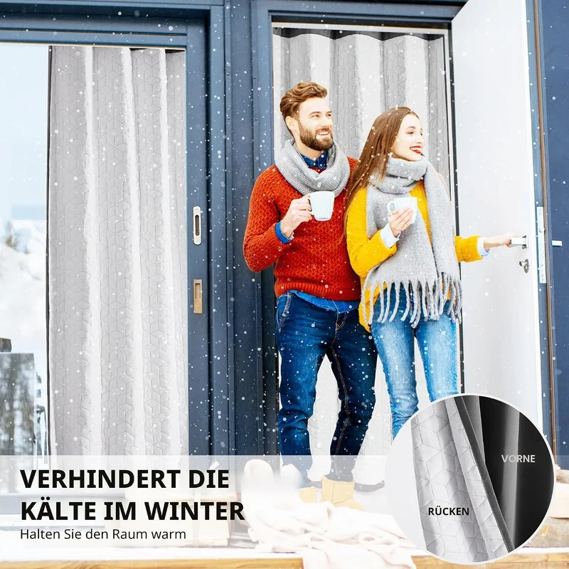 Deconovo Thermovorhang Kälteschutz, Gardinen mit Ösen gegen Kälte, Wärmeisolierend Vorhang Verdunkel