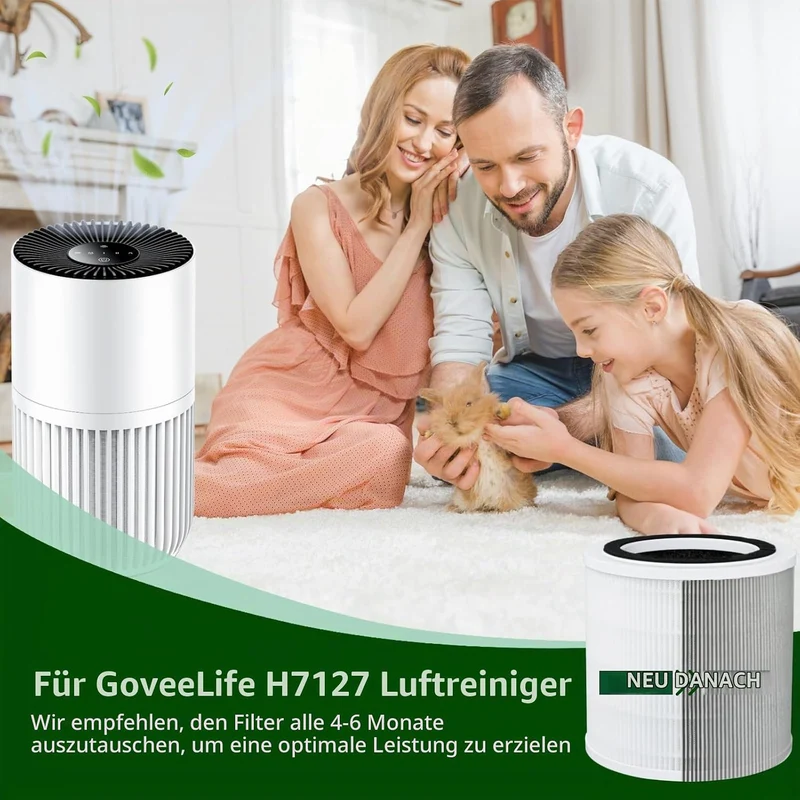 H7127 Ersatzfilter für GoveeLife H7127 Mini Luftreiniger – 3-in-1 H13 HEPA Filter mit Vorfilter & Ak