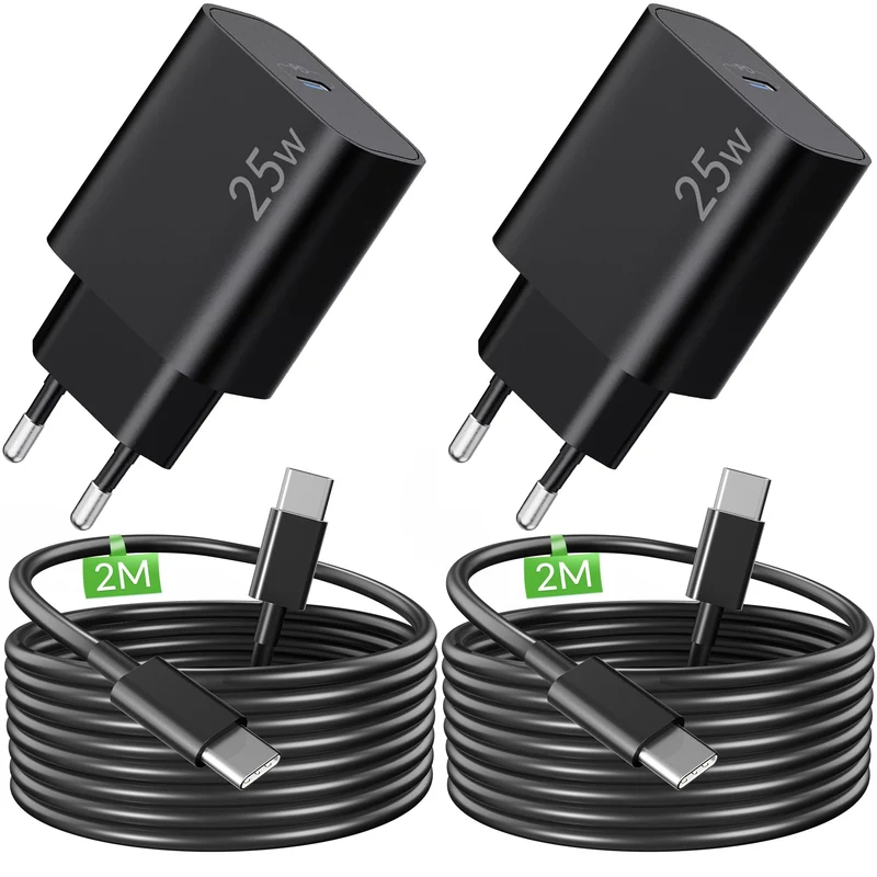 ARCCRA 25W USB C Ladegerät mit USBC Schnellladekabel 2M für Samsung Galaxy S25 S26 S24 S23 S22 S21 U