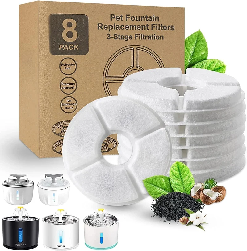 Parner Ersatzfilter für Katzenbrunnen, gesunde und hygienische Filter für Haustier Wasserspender. (8