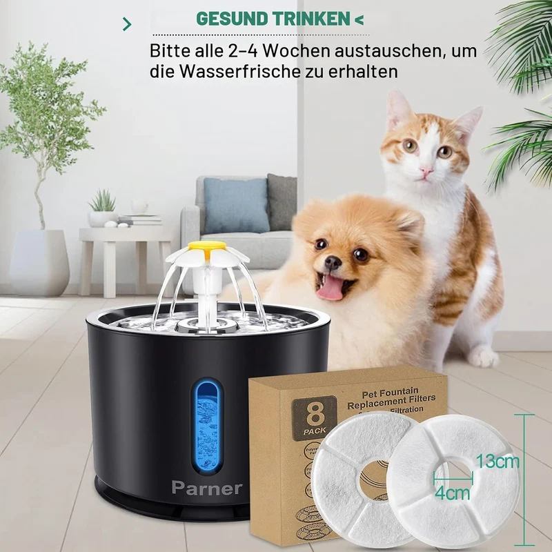 Parner Ersatzfilter für Katzenbrunnen, gesunde und hygienische Filter für Haustier Wasserspender. (8