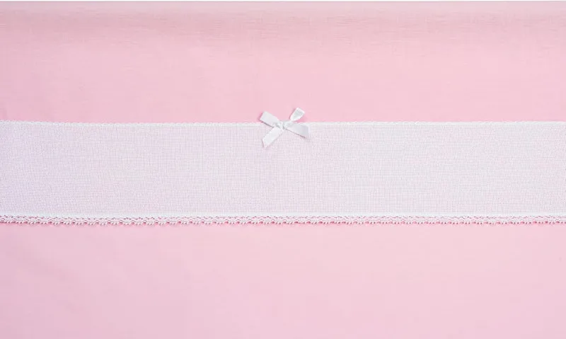 Filet - Bettwäsche-Set für Kinderwagen, 3-teilig, einfarbig, Rosa, 1 Spannbettlaken, 1 Oberlaken mit