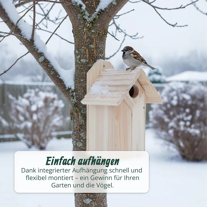 Relaxdays Nistkasten, Meisen & Spatzen, Reinigungsklappe, unbehandeltes Holz, Vogelhaus zum Aufhänge