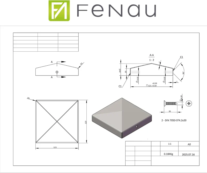 FeNau 10er Set Pfostenkappe 12x12 cm Anthrazit RAL 7016 - Carport Balken inkl. 20 Schrauben Anthrazi