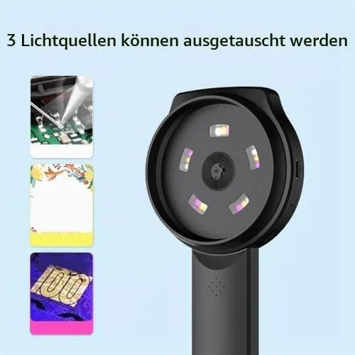 CCYLEZ 1000x Lupe mit Licht, 1000x Digital Lupe Handheld Digital Lupe, 2,8 -Zoll -HD -IPS -Bildschir