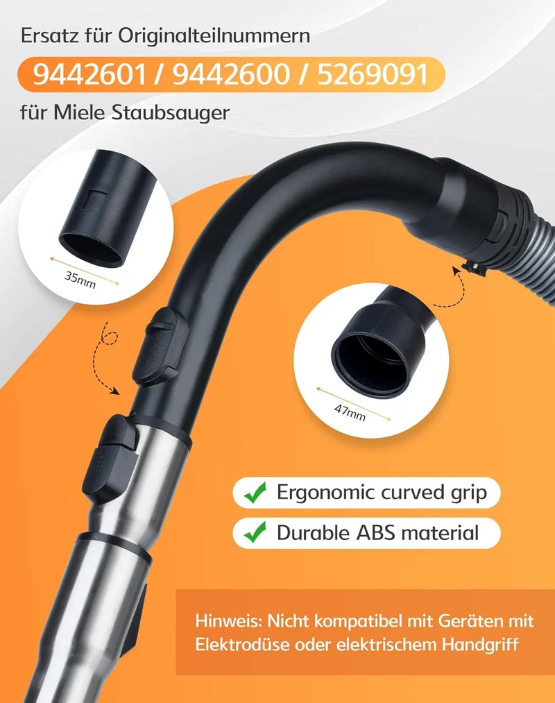 Teleskoprohr mit Einrastfunktion & Handgriff für Miele S8340 Ersatzteile kompatibel mit Miele Staubs