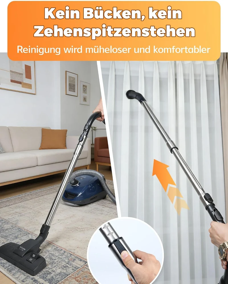 Teleskoprohr mit Einrastfunktion & Handgriff für Miele S8340 Ersatzteile kompatibel mit Miele Staubs