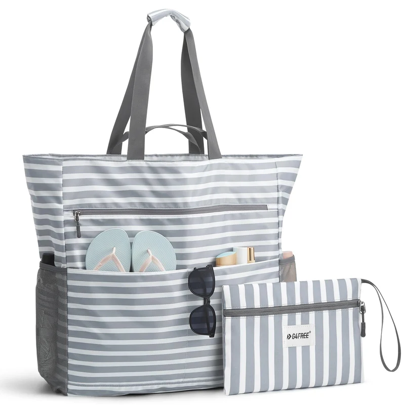 G4Free 35/50/80L Strandtasche XXL Familie & Badetasche Faltbar Gross/Wasserdicht/Leicht für Shopping