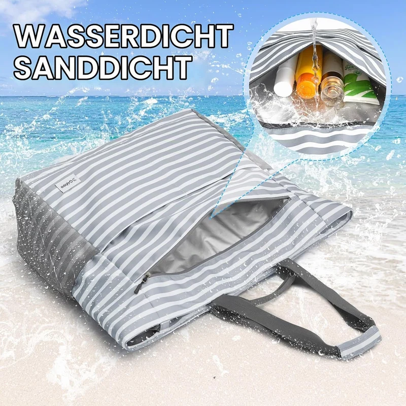 G4Free 35/50/80L Strandtasche XXL Familie & Badetasche Faltbar Gross/Wasserdicht/Leicht für Shopping