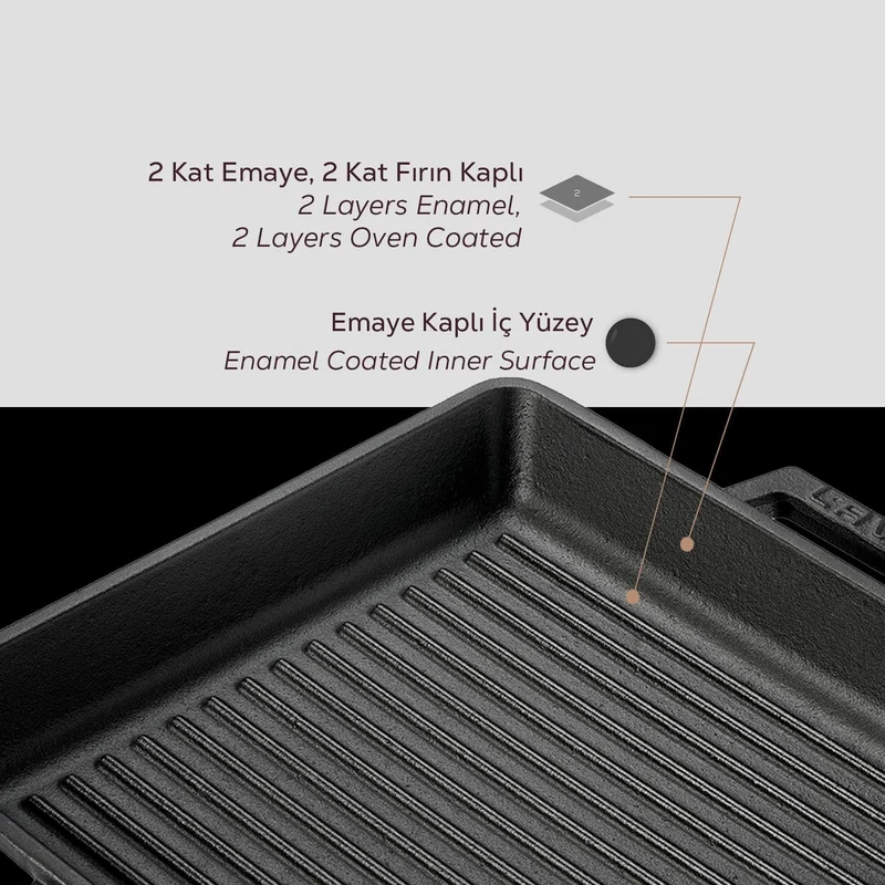 TAFELGRILLPAN M/2 GREPEN 260X260 MM LVECOGT2626T2 MATT BLACK