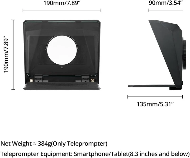 Ambitful T1 Pro Teleprompter für Handy mit Desktop-Stativ, schnell einzurichten, tragbares Telepromp
