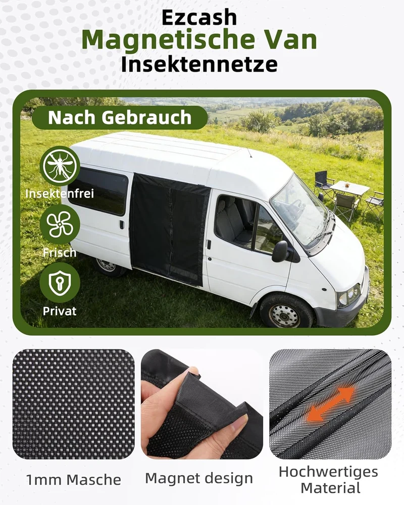 210x150cm Magnetische Van Insektennetze, Seitentür Moskitonetz mit Magnet Auto Fliegengitter mit Mit