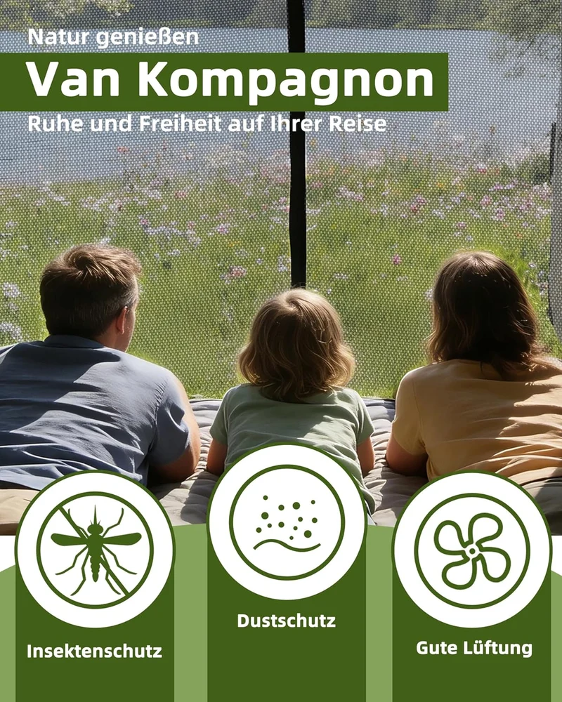 210x150cm Magnetische Van Insektennetze, Seitentür Moskitonetz mit Magnet Auto Fliegengitter mit Mit