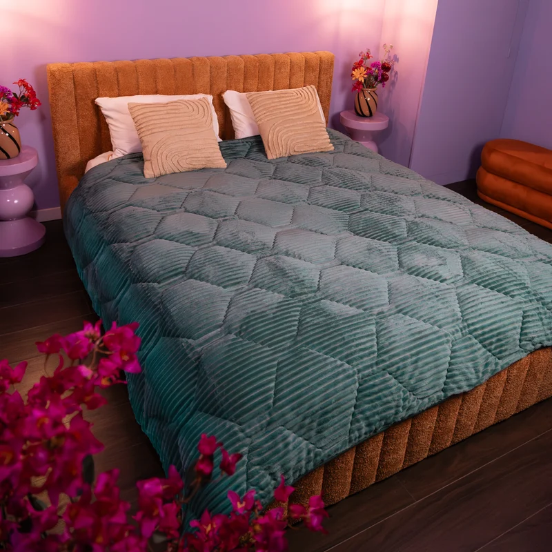 Wasbaar All Season Dekbed | Teddy Rib | Sagebrush Green