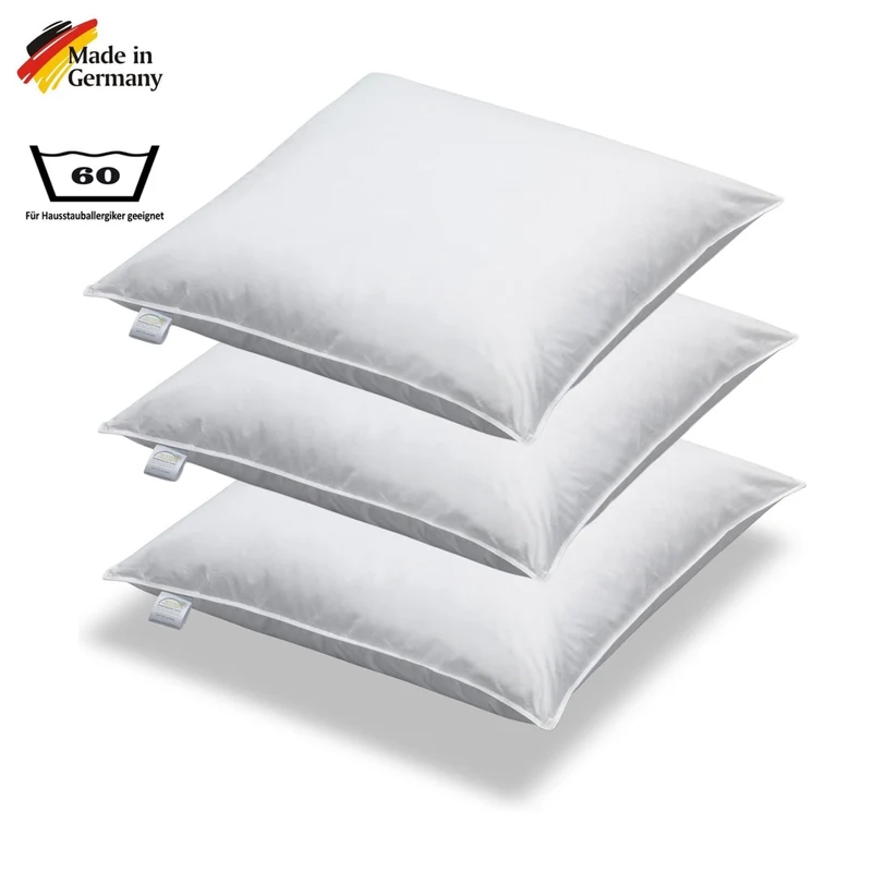 3 Stück Daunen + Federn Kissen Sofakissen Füllkissen 50 x 50 cm