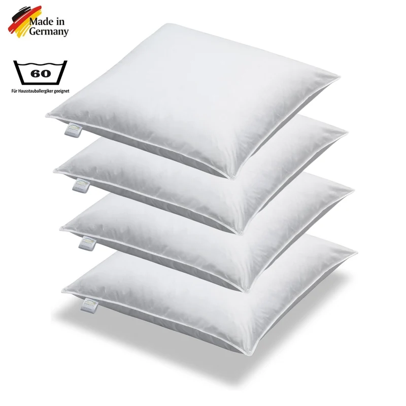 4 Stück Daunen + Federn Kissen Sofakissen Füllkissen 50 x 50 cm