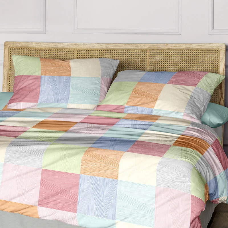 Biber Bettwäsche Meran mehrfarbig mit Karomuster 135 x 200 cm