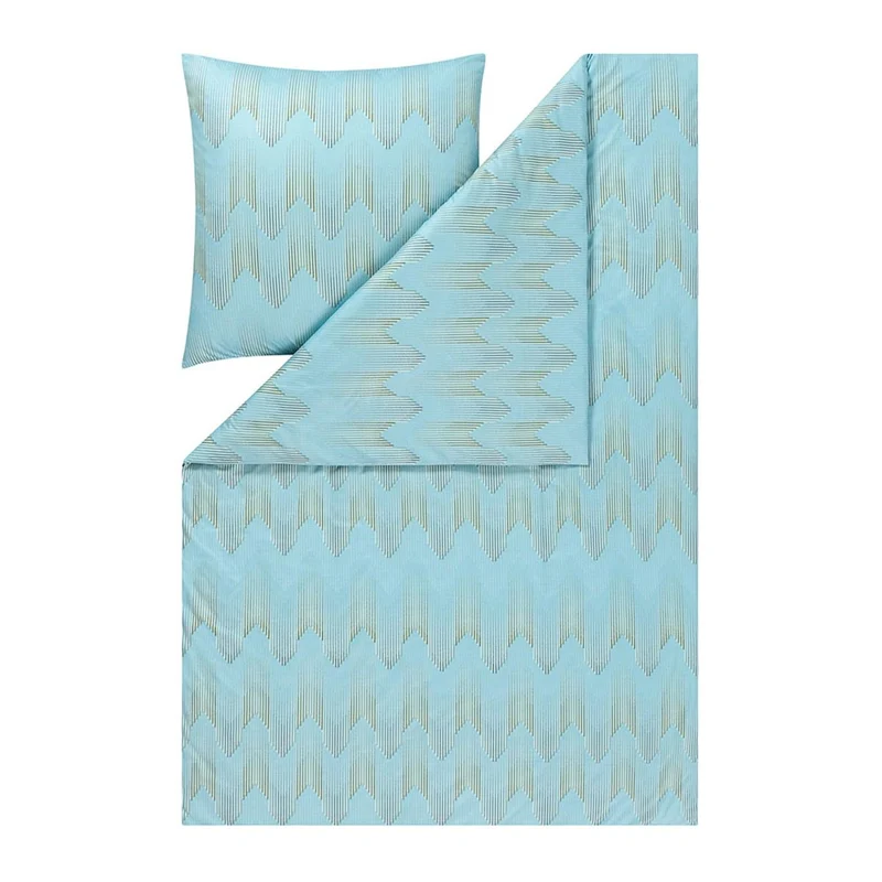 Bettwäsche Interlock Jersey Cielo Blau mit Zickzackmuster 135 x 200 cm