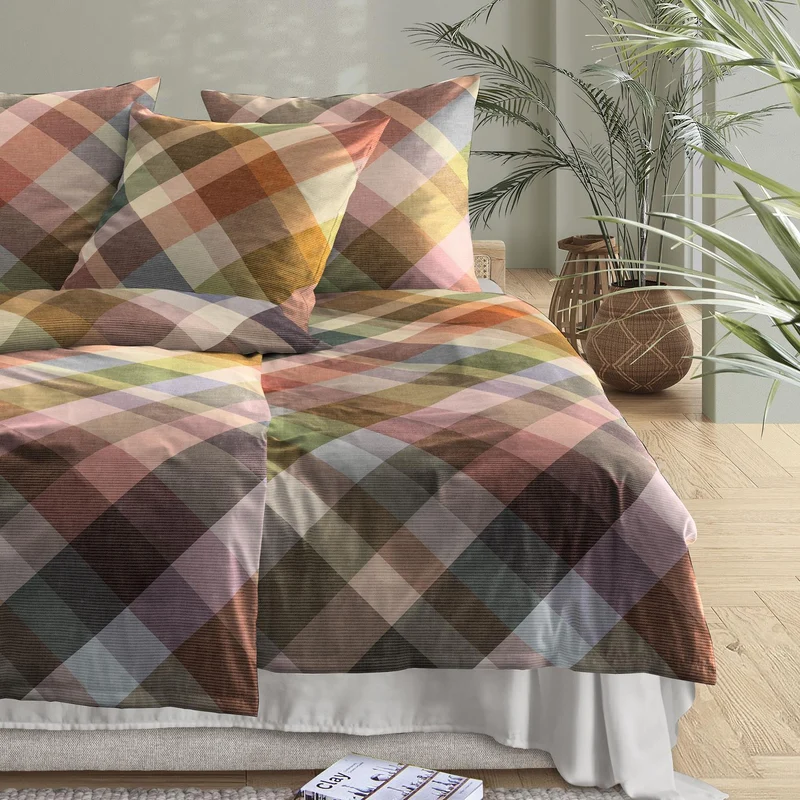 Bettwäsche Flausch Cotton Zobel Mehrfarbig mit Karomuster 135 x 200 cm