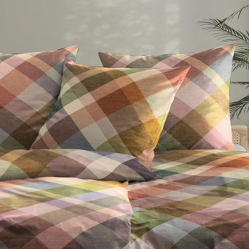Bettwäsche Flausch Cotton Zobel Mehrfarbig mit Karomuster 135 x 200 cm