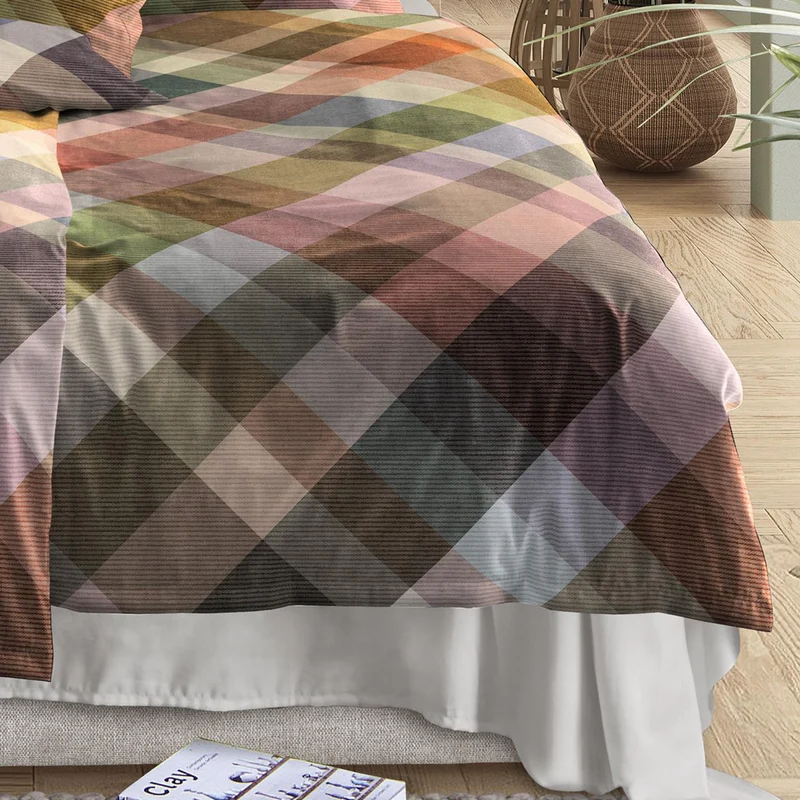 Bettwäsche Flausch Cotton Zobel Mehrfarbig mit Karomuster 135 x 200 cm