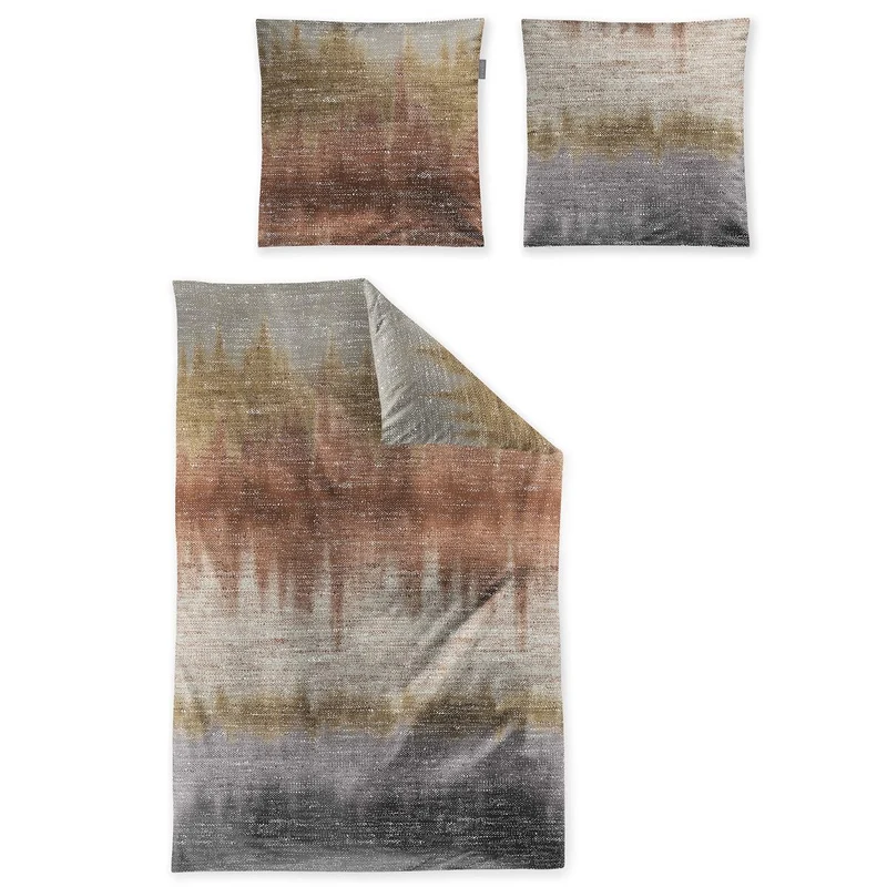 Bettwäsche Feinbiber Meran Kupfer mit Streifenmuster 135 x 200 cm