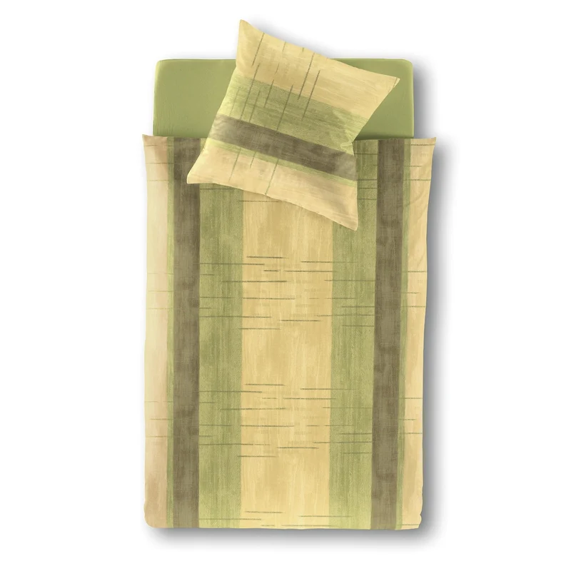 Bettwäsche Feinbiber Meran Gelb mit Streifenmuster 135 x 200 cm