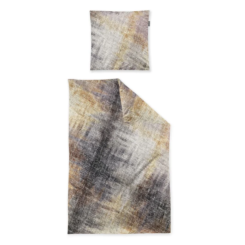 Bettwäsche Flausch Cotton Zobel Grau mit Streifenmuster 135 x 200 cm