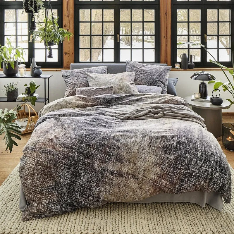 Bettwäsche Flausch Cotton Zobel Grau mit Streifenmuster 135 x 200 cm