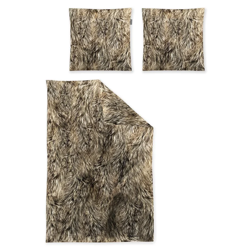 Bettwäsche Flausch Cotton Zobel Braun mit Felloptik 135 x 200 cm