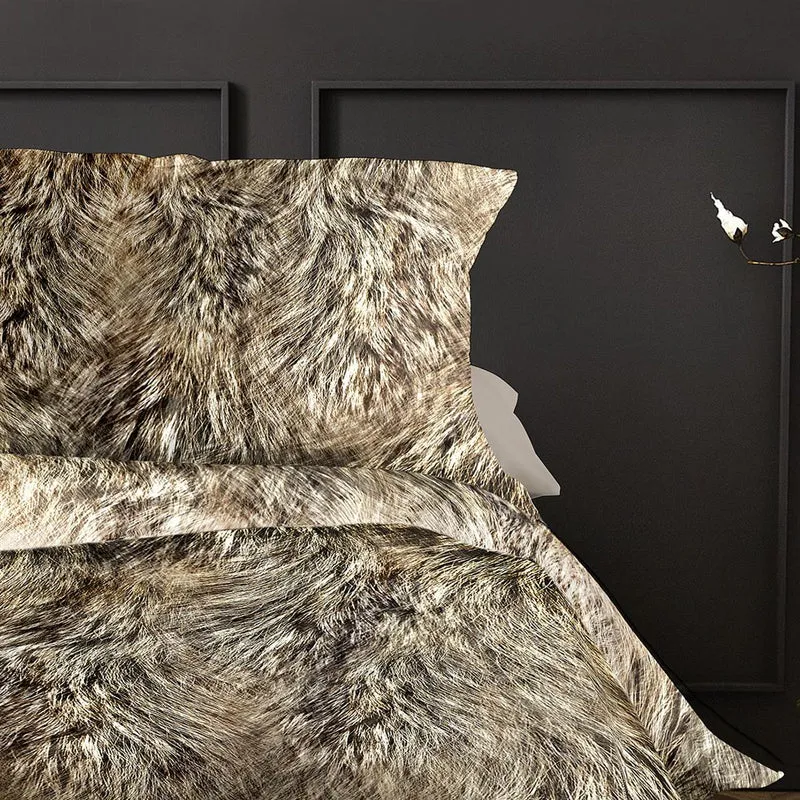 Bettwäsche Flausch Cotton Zobel Braun mit Felloptik 135 x 200 cm