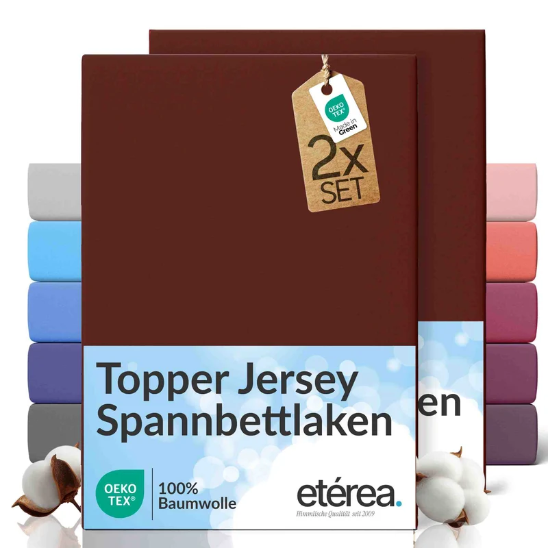 etérea 2 Stück Comfort Jersey Topper Spannbettlaken