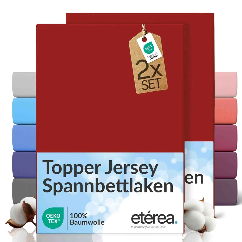 etérea 2 Stück Comfort Jersey Topper Spannbettlaken
