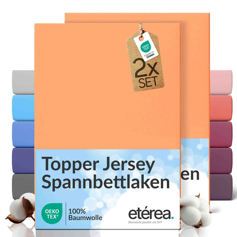 etérea 2 Stück Comfort Jersey Topper Spannbettlaken