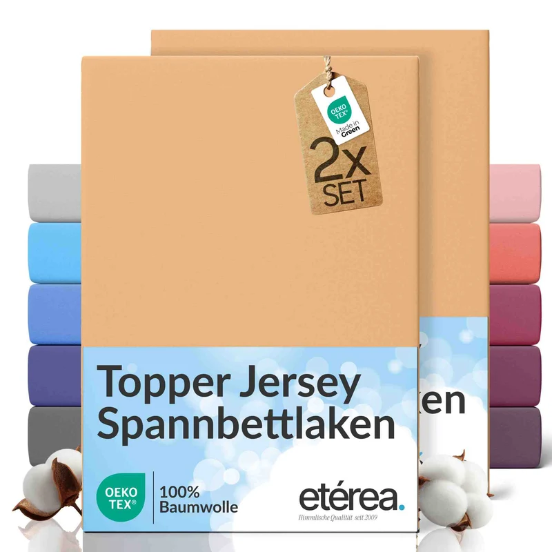 etérea 2 Stück Comfort Jersey Topper Spannbettlaken